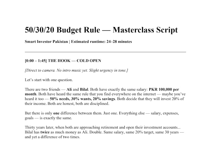 write finance and business youtube scripts